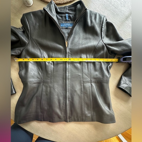 Cole Haan Women's Wing Collar Leather Coat Black $450 msrp - Picture 14 of 15